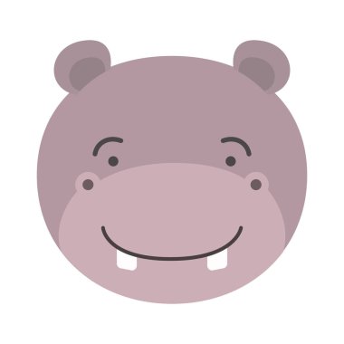 renkli karikatür sevimli yüz erkek hippo hayvan mutluluk ifade