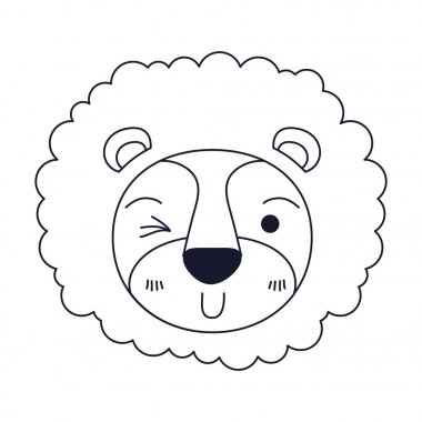 siluet karikatür yüz aslan wink göz ifade yele ile kroki