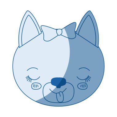 mavi renk siluet karikatür yüz dişi kedi hayvan dil ifade yapışmasını gölgelendirme