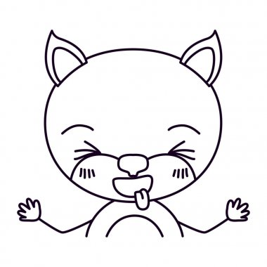 siluet karikatür yarım vücut kedi ifade dilini kroki