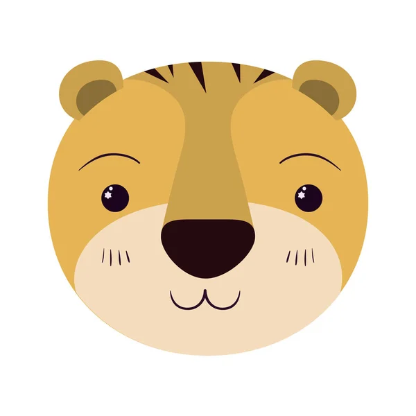 Πολύχρωμο καρικατούρα χαριτωμένο πρόσωπό της τίγρης ηρεμία έκφρασης — Διανυσματικό Αρχείο