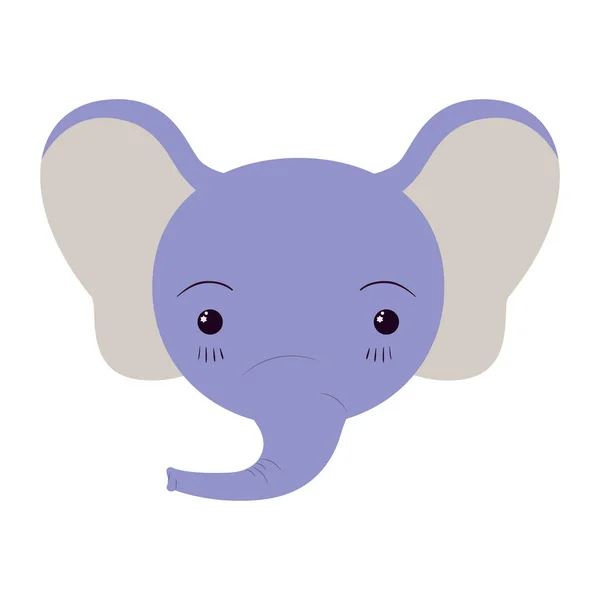 Caricature colorée visage mignon de l'expression de tranquillité éléphant — Image vectorielle