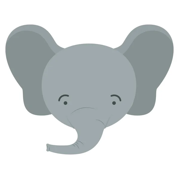Renkli karikatür sevimli yüz erkek fil hayvan mutluluk ifade — Stok Vektör