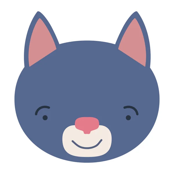 Kleurrijke karikatuur schattig gezicht van mannelijke kat dierlijke geluk expressie — Stockvector
