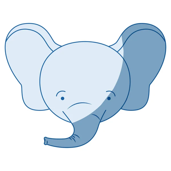 蓝色底纹的雄性大象动物剪影漫画脸 — 图库矢量图片