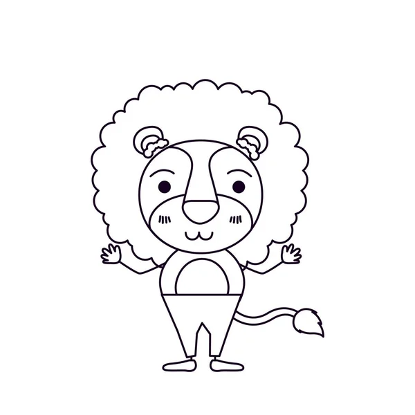 Boceto silueta caricatura de león lindo en pantalones y la expresión de tranquilidad — Archivo Imágenes Vectoriales