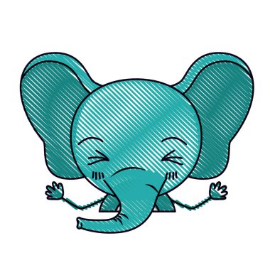 renk eşyalarabulaşmış siluet karikatür yarım gövde elle sevimli fil ve gözleri kapalı