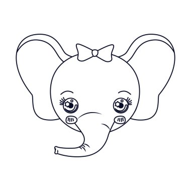 dişi fil hayvan hoş ifade siluet karikatür yüzü kroki
