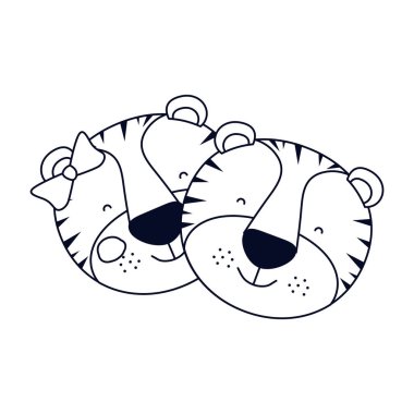 siluet Karikatür yüzler kaplan kaç hayvan mutluluk ifadesinin kroki