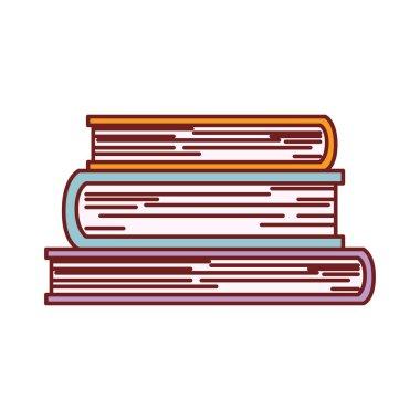 kahverengi kontur ile renkli siluet yığılmış kitaplar