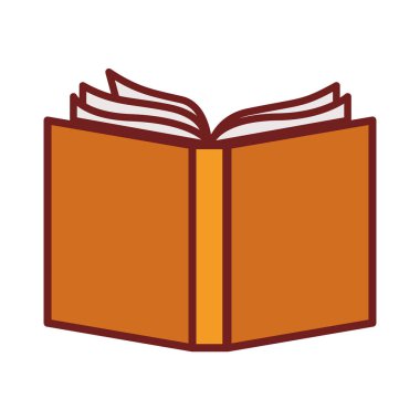 kahverengi kontur ile renkli siluet açık kitap