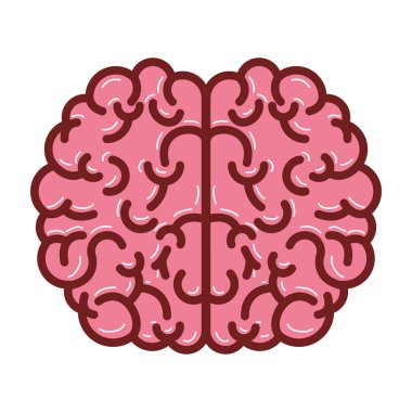 beyin en iyi görünümü kalın kahverengi kontur ile renkli siluet