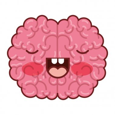 beyin karakteri ile kahverengi kontur ile renkli siluet konsantre ifade