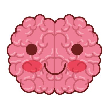 beyin karakteri ile kahverengi kontur ile renkli siluet sakin ifade