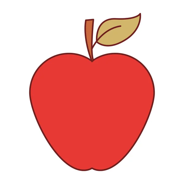 Apple fruit in kleurrijke silhouet met bruin contour — Stockvector