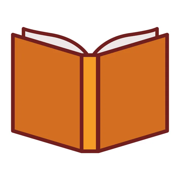 Livro aberto fechar em silhueta colorida com contorno marrom — Vetor de Stock