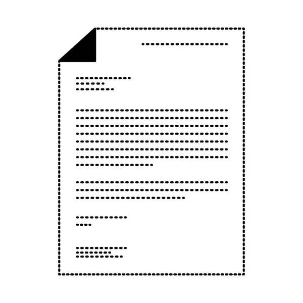 Blad document in zwarte gestippelde contour — Stockvector