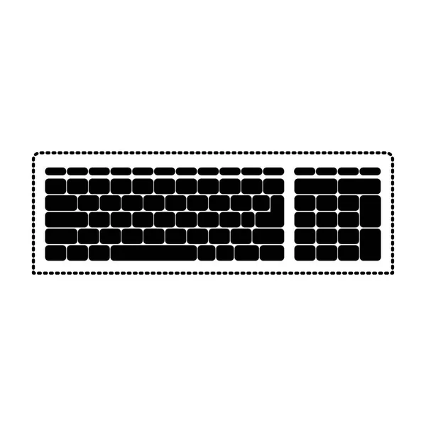 Клавиатура компьютера в черном пунктирном контуре — стоковый вектор
