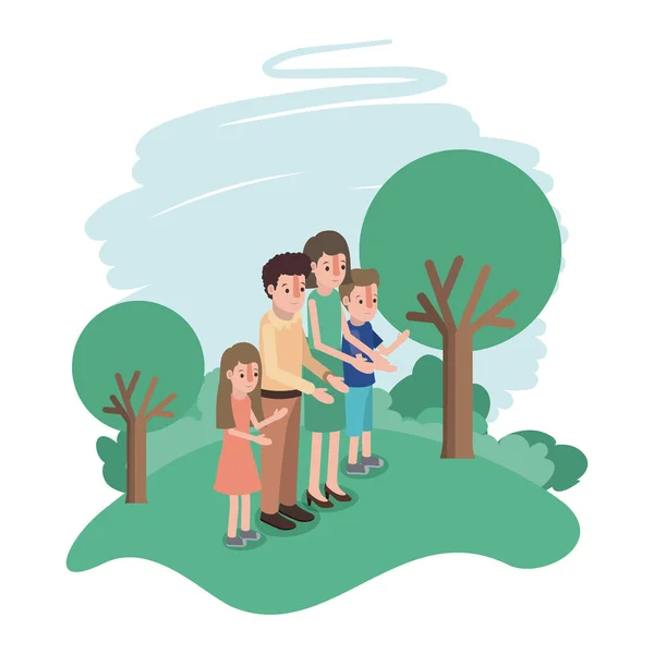 Family members in the field — Stock Vector