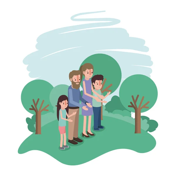 Family members in the field — Stock Vector