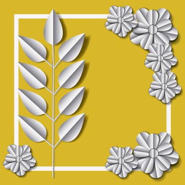 çiçek ve çerçeve dekorasyon yapraklar