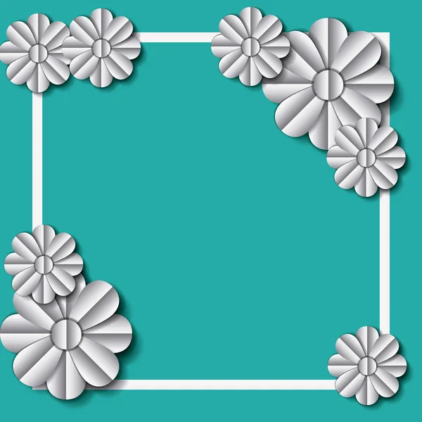 Decoración del marco de flores y hojas — Archivo Imágenes Vectoriales