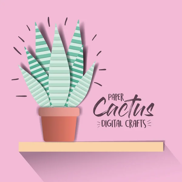 Papieren cactus digitale ambachtelijke — Stockvector