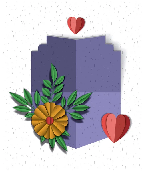 Marco lindo con flores y corazones artesanía — Vector de stock