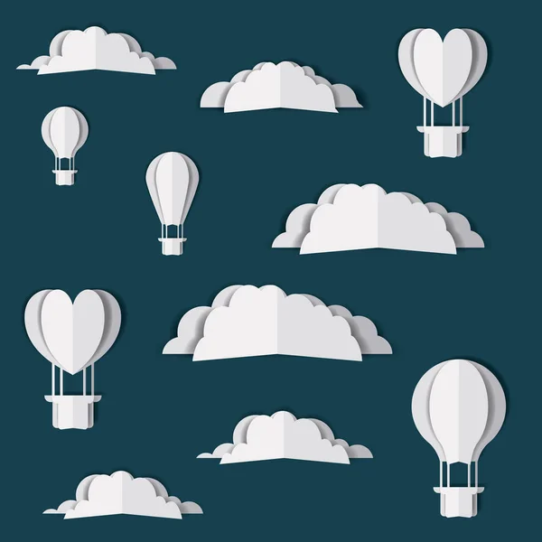 Clouds and balloons air hot Digital Crafts — Stock Vector