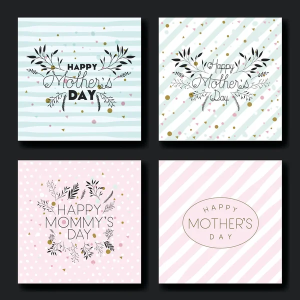 Mothers day hand made font postcards set — Stock Vector