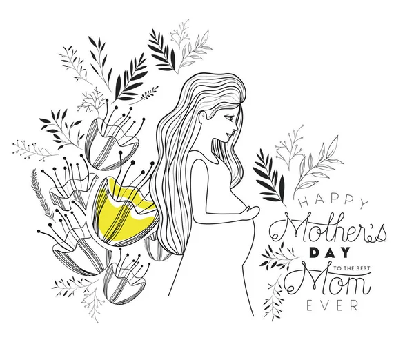 Щаслива листівка дня матері з вагітною мамою — стоковий вектор