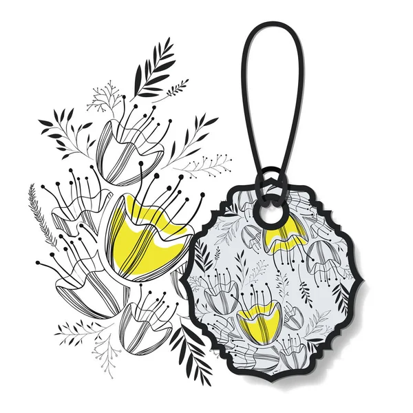 Tag pendaison avec motif floral — Image vectorielle