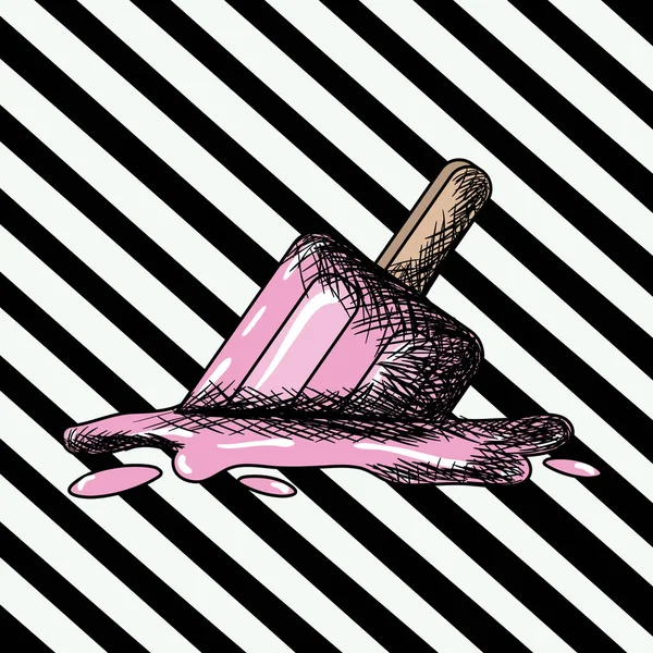 Ice cream palette on pop art on black diagonal striped background — Stock Vector