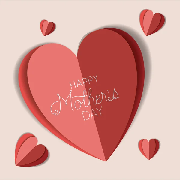Feliz Día de las Madres con tarjeta de corazón — Vector de stock