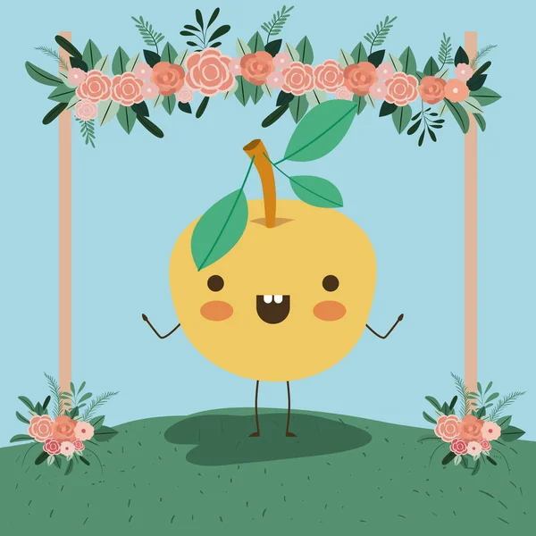 Schattige oranje landschap kawaii karakter — Stockvector