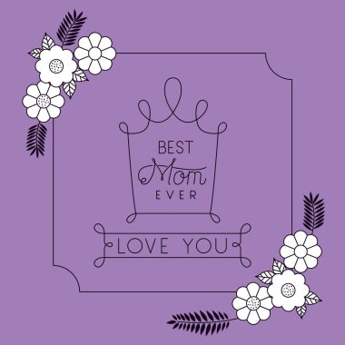 mutlu anneler günü çiçek dekorasyon kartı ile