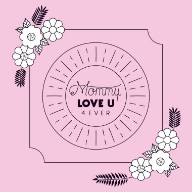 mutlu anneler günü çiçek dekorasyon kartı ile