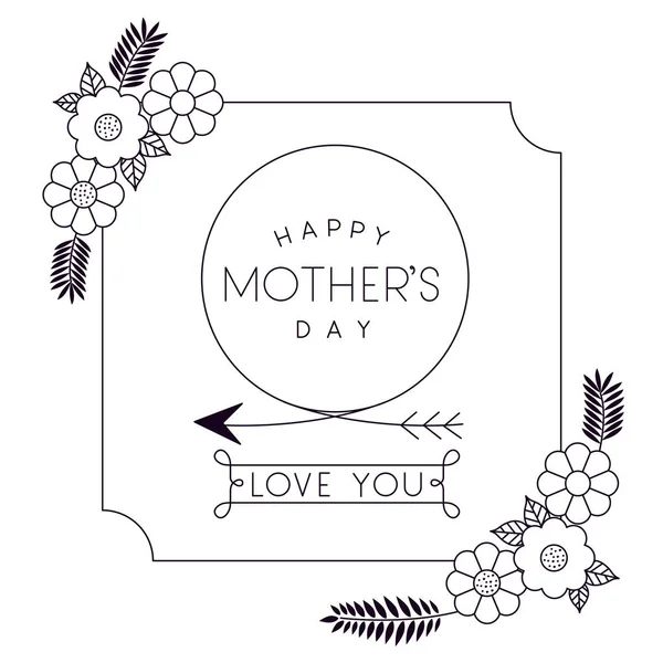 Mutlu anneler günü çiçek dekorasyon kartı ile — Stok Vektör