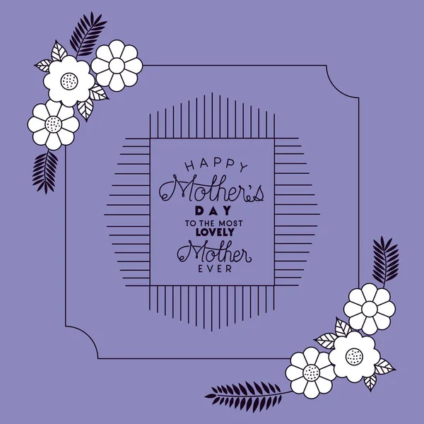 Feliz día de las madres con tarjeta de decoración floral — Vector de stock