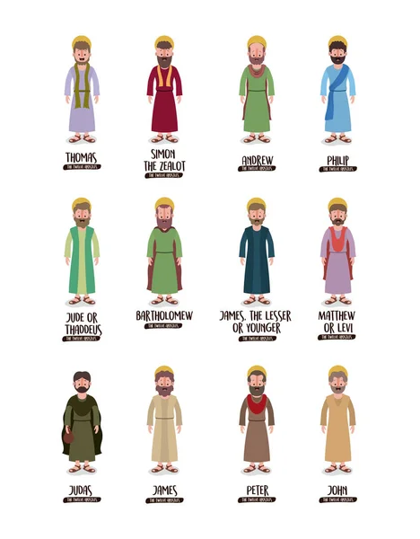 Fond avec les douze apôtres en silhouette colorée — Image vectorielle
