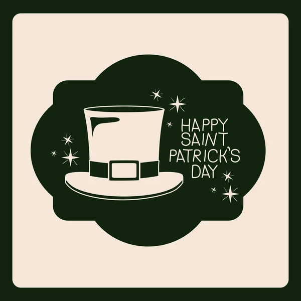 Plakát šťastný svatého Patrika emblémem s kloboukem v zelené barvě silueta — Stockový vektor