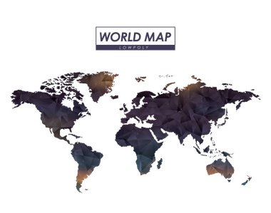 Dünya harita düşük çokgen renkli siluet