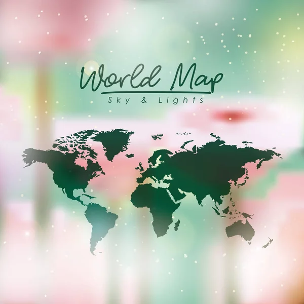 World map in green color and multicolor opacity background — Stock Vector