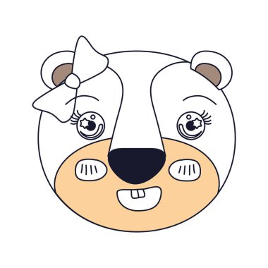 dişi aslan mutluluk ifade yay dantel ile sevimli yüzü siluet renk bölümleri