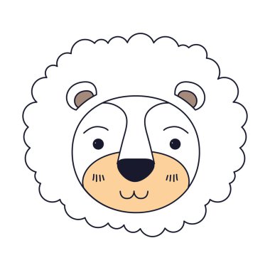 Aslan huzur ifade yele ile sevimli yüzü siluet renk bölümleri