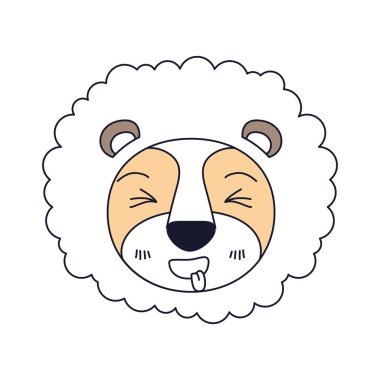 dil ifade yele ile dışarı yapışmasını aslan sevimli yüzü siluet renk bölümleri