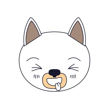 siluet renk bölümleri yapışkanlık dışarı kedi sevimli yüz ifadesi dil