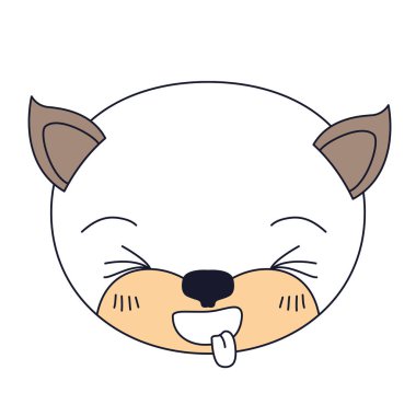 siluet renk bölümleri yapışkanlık dışarı yavru kedi, sevimli yüz ifadesi dil