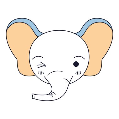 siluet renk bölümleri filin sevimli yüz göz ifade wink