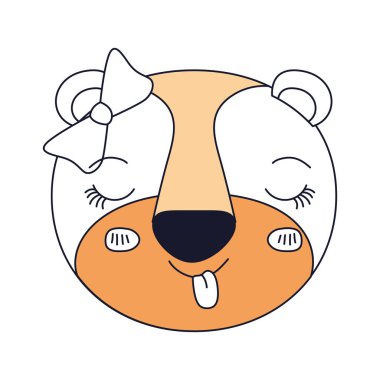 yüz kadın dişi aslan hayvan dil ifade yay dantel ile dışarı yapışmasını siluet renk bölümleri